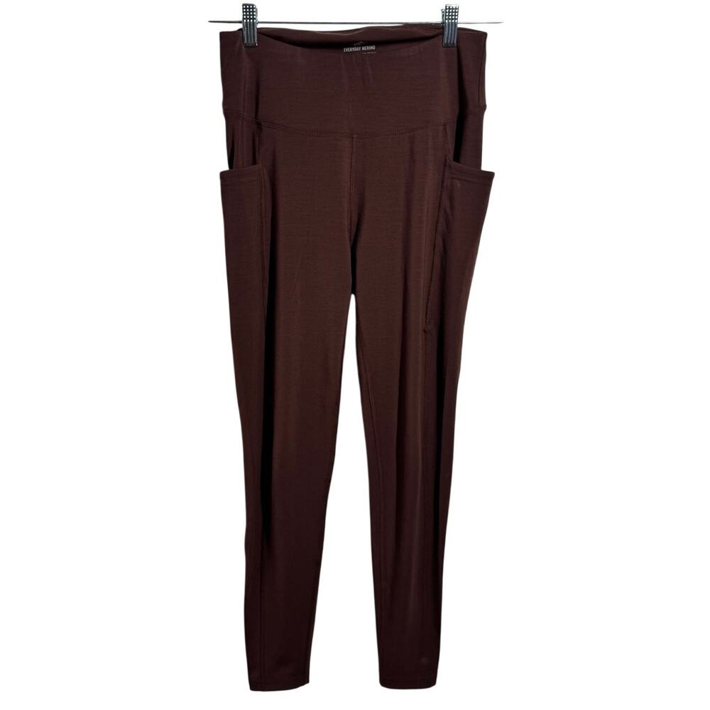 Woolly Pocket Legging Chocolate Brown S Merino Wool Athleisure Minimal Casual